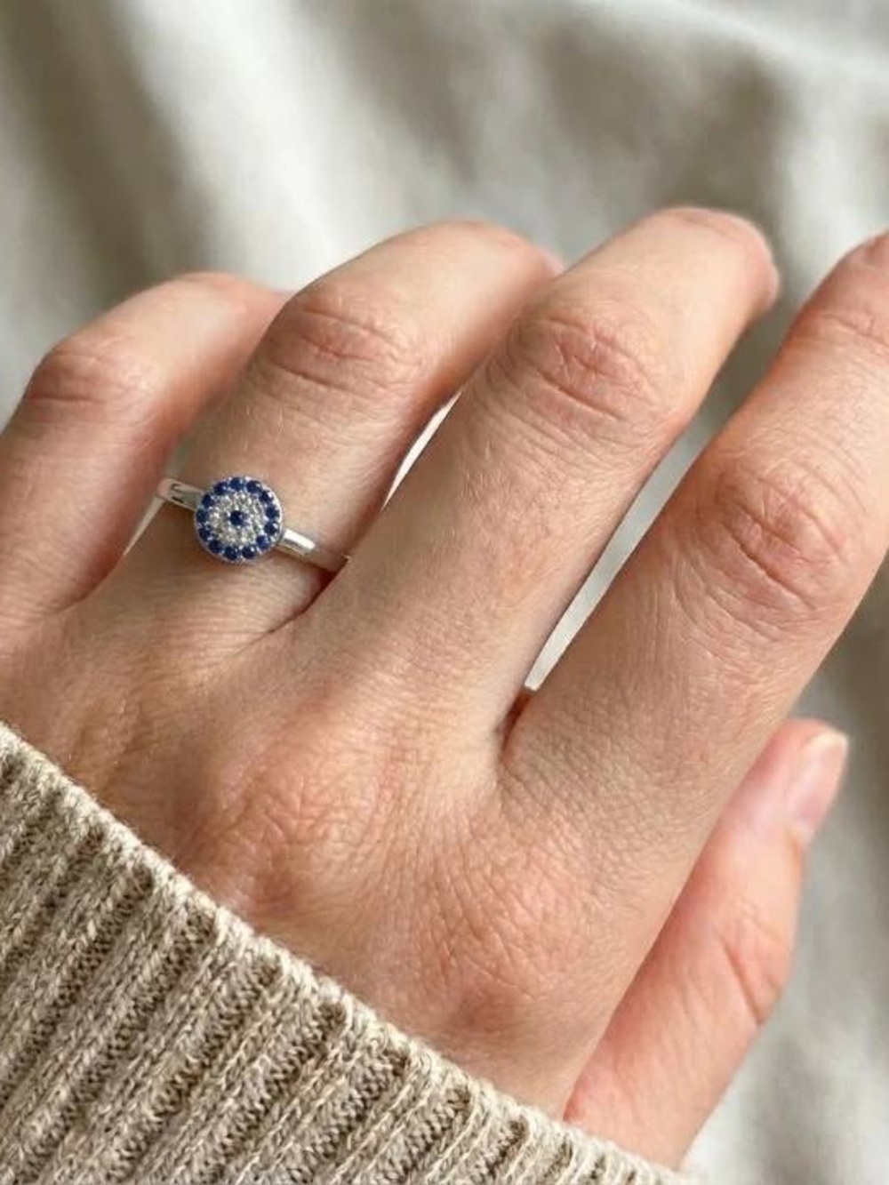Sterling Silver 925 Blue and White Pave Ring 💙🤍